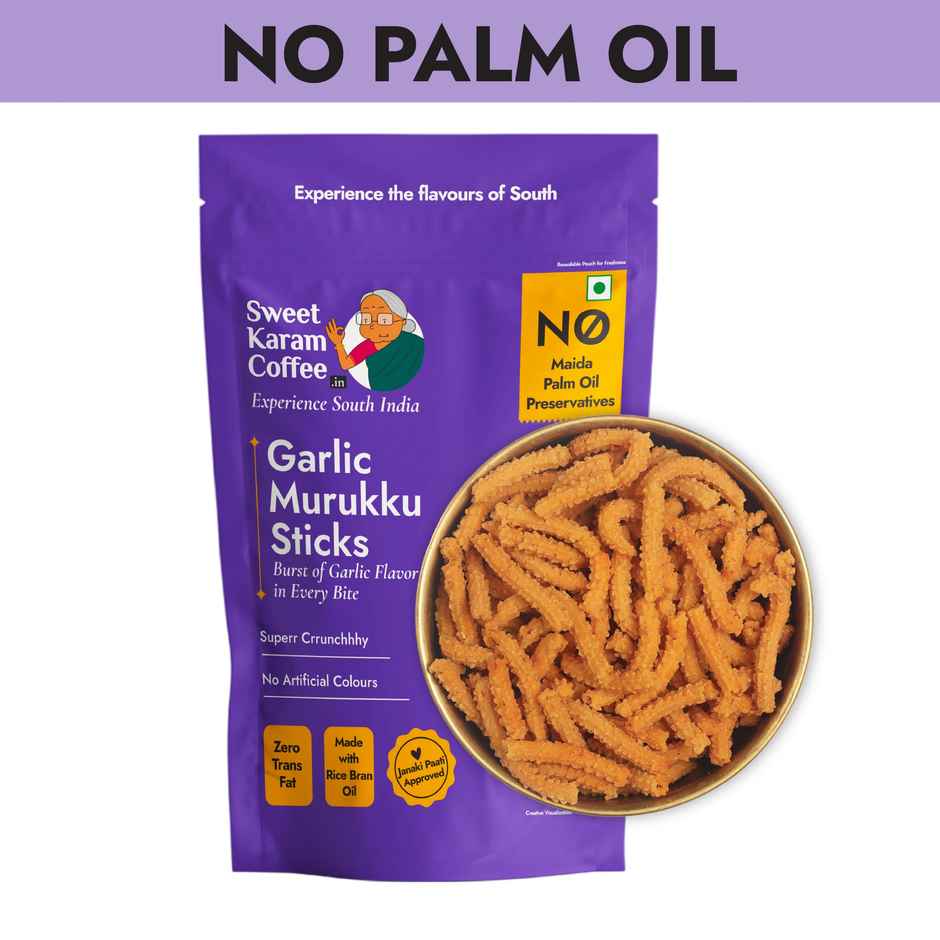 Sweet Karam Coffee Garlic Murukku Sticks Namkeen