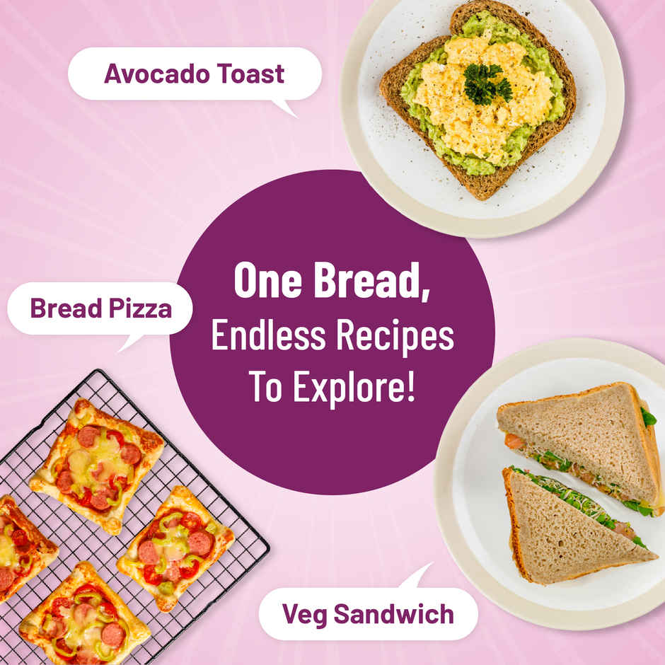 Protein Chef 38g Protein Whole Wheat Bread, No Maida No Preservatives Premium Atta based