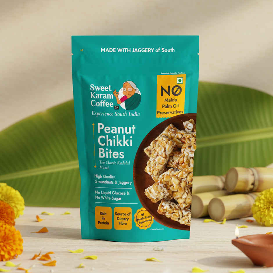 Sweet Karam Coffee Peanut Chikki Bites 150.0 Gram(150gms) & Sweet Karam Coffee Ragi Laddu - Healthy Snacks 150.0 Gram(150gms) Combo