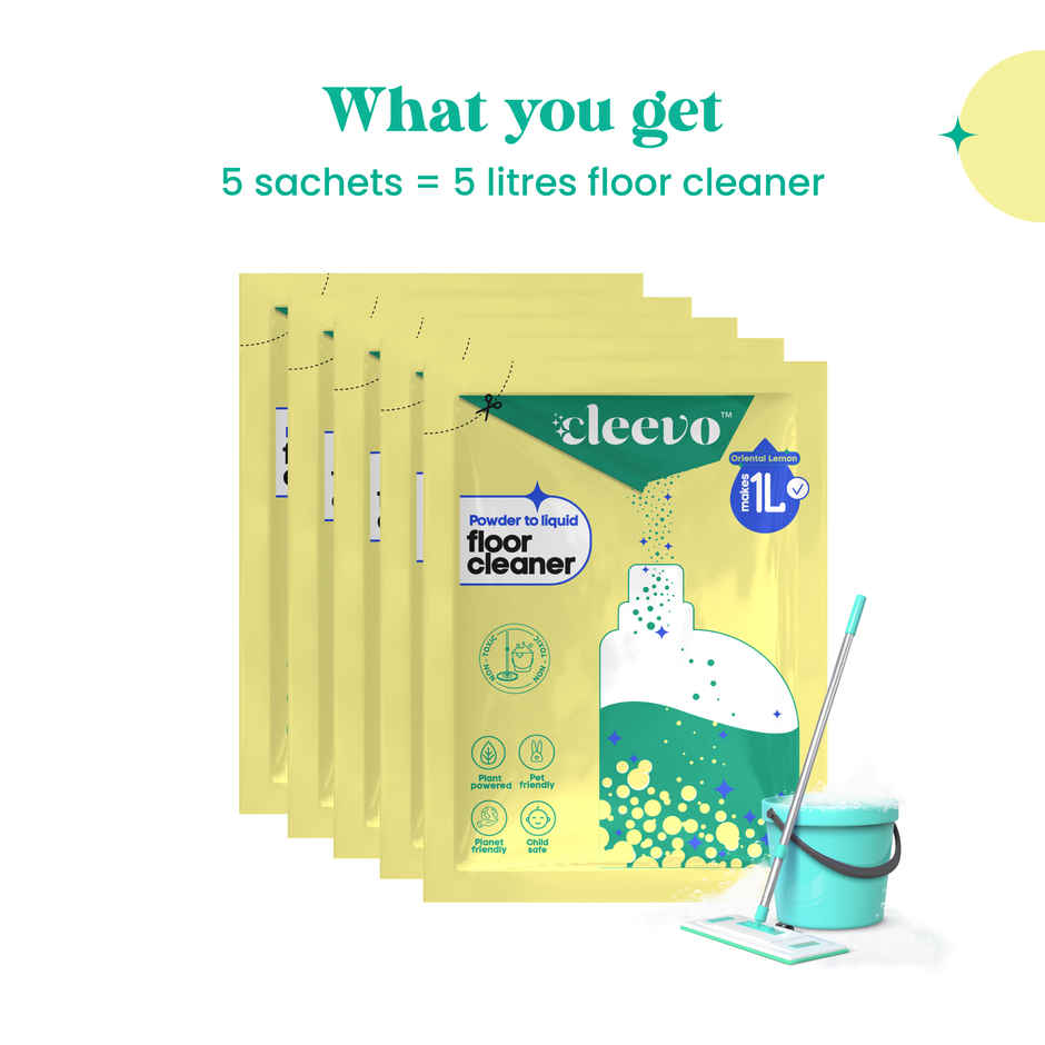 Cleevo Natural Powder To Liquid Lemon Floor Cleaner Refill Pack