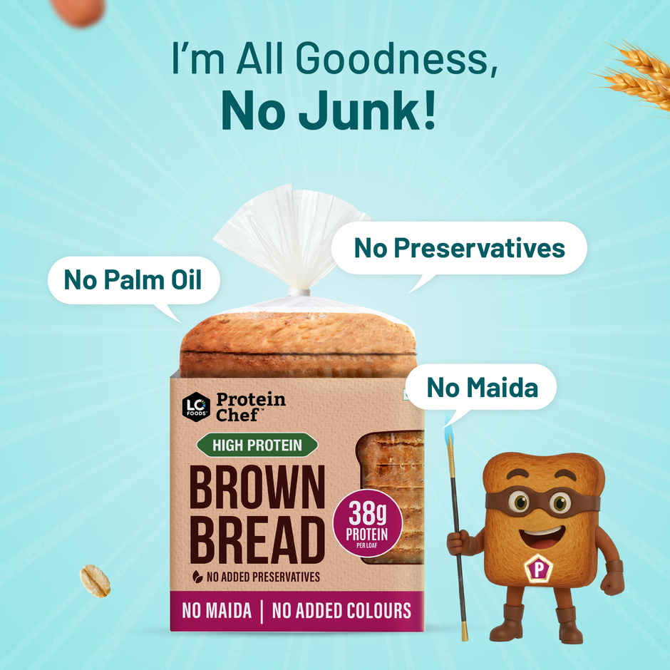 High Protein Brown Bread (38g Protein Zero Maida Wheat / No Color / Atta Bread)