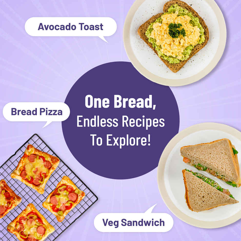 Protein Chef 5 Super Foods Multigrain Brown Bread (Zero Maida, High Protein) Made with MP Sharbati Combo