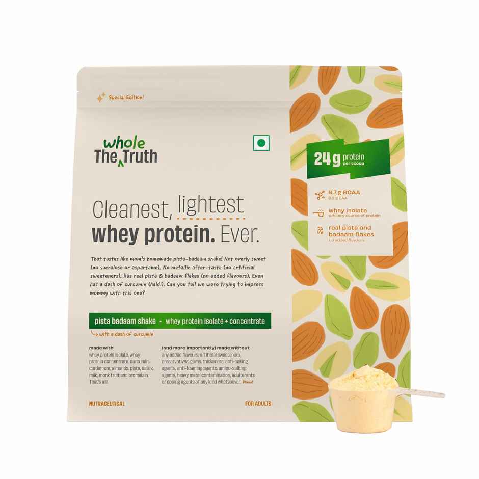 The Whole Truth Whey Protein Powder Pista Badaam Shake (24g Protein Per Scoop)