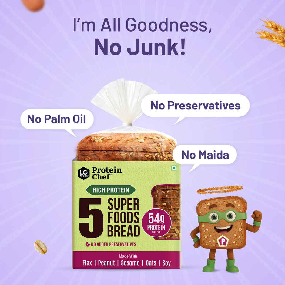 5 Super Foods Multigrain Bread (54 g Protein / Zero Maida / Premium Brown Atta Bread)