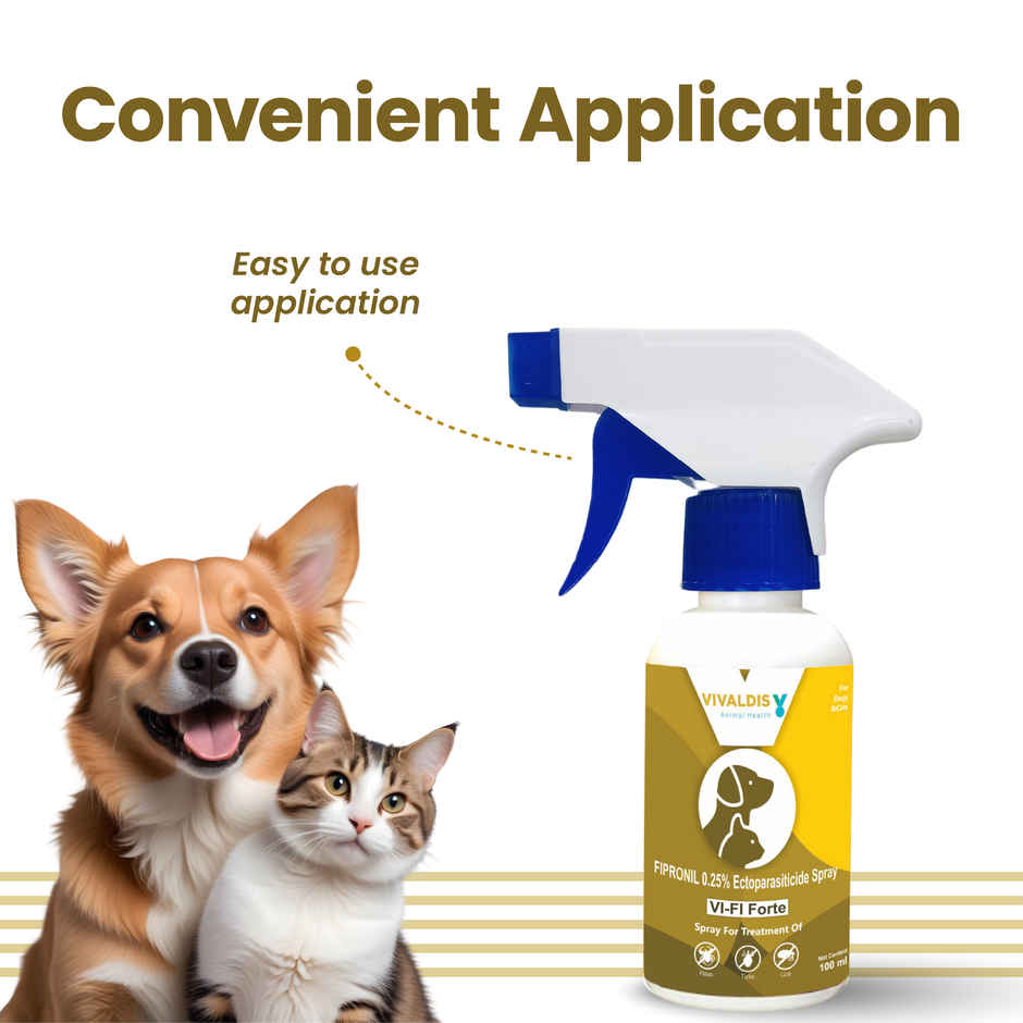 Vivaldis Anti Tick, Flea & Lice Treatment Spot On For Dogs | Vi-Fi Forte | 10-20 Kg (1.34ml) & Vivaldis Vi-Fi Forte-Tick, Flea, Lice Spray For Dogs, Cats, Kitten & Puppies With Fipronil (100ml) Combo