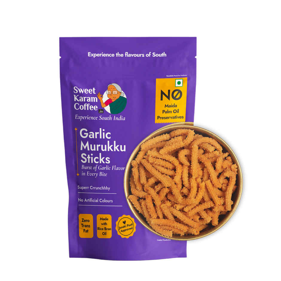 Sweet Karam Coffee Garlic Murukku Sticks Namkeen