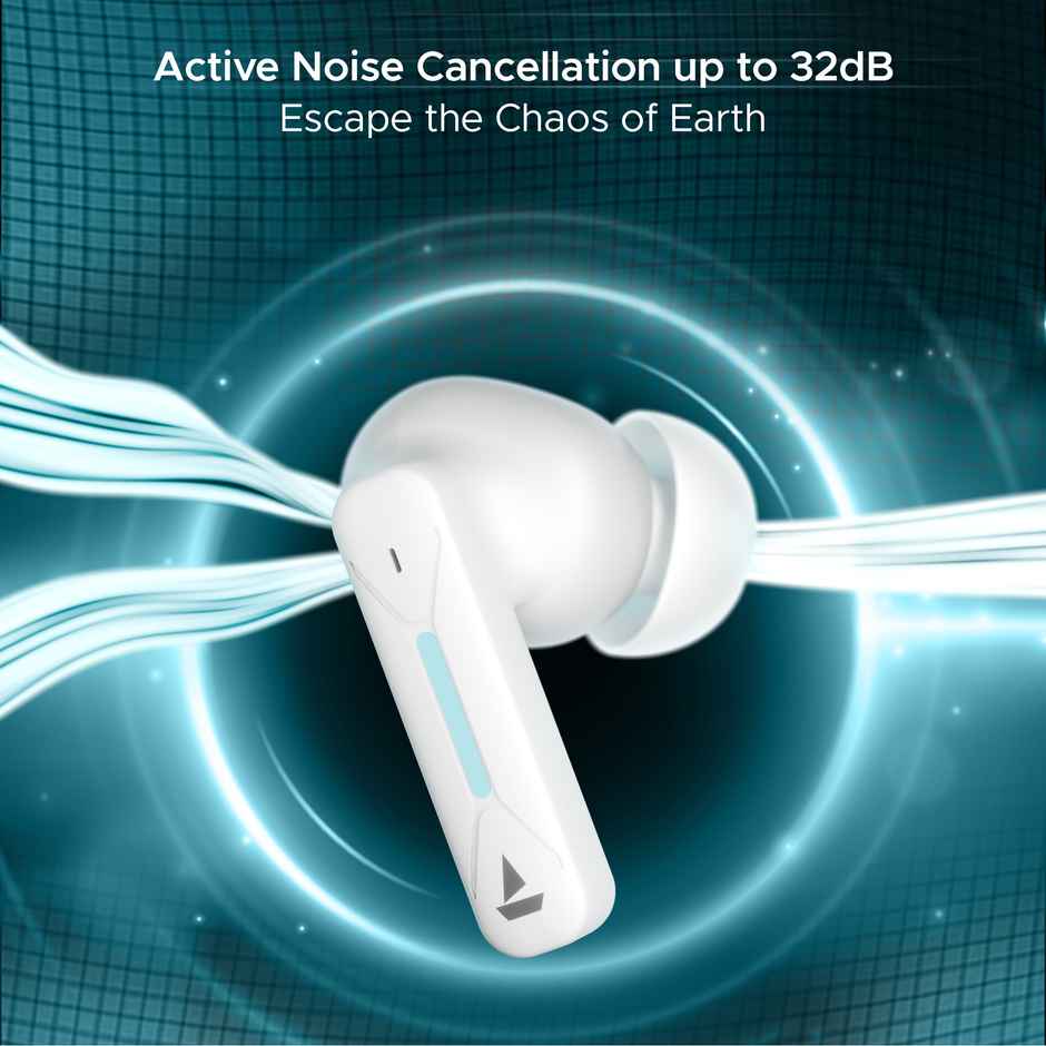 boAt Immortal Airspeed Pro TWS Earbuds w/ 32dB ANC,40H Playback & 4 Mics with ENx (White Sabre)
