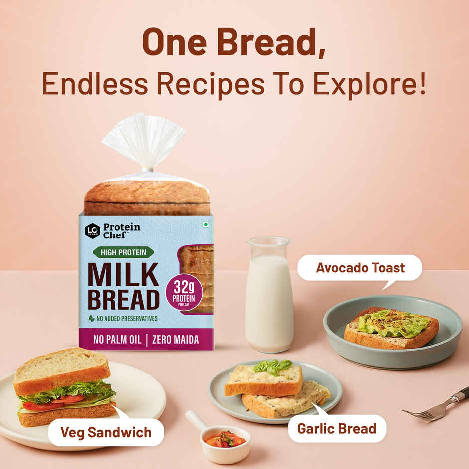 Protein Chef High Protein Milk Bread | 32g Potein No Maida High Fiber Bread