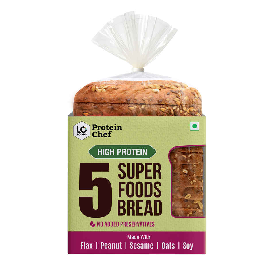 Protein Chef 5 Super Foods Multigrain Bread (54 g Protein / Zero Maida / Premium Brown Atta Bread)