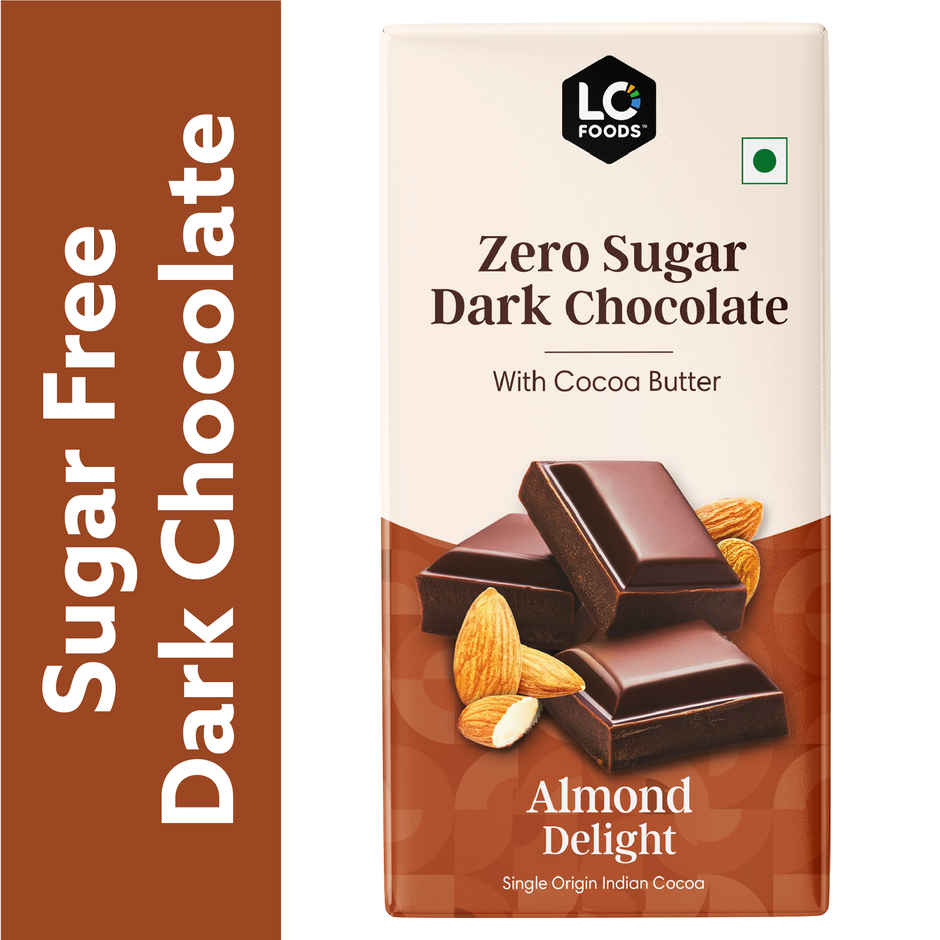 Lo Foods Almond Sugar Free Dark Chocolate Bar | Premium Cocoa Butter Healthy Chocolate