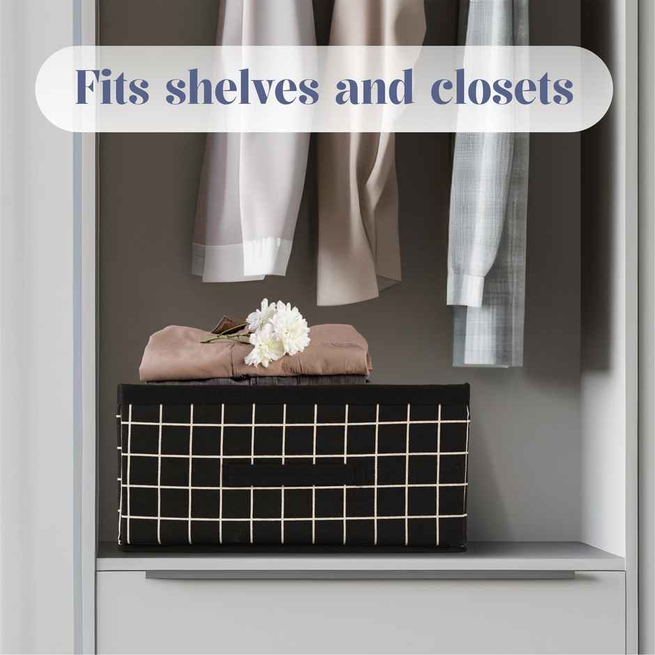 Kuber Foldable Cloth Organizer with Handle | Durable Storage Box | Black