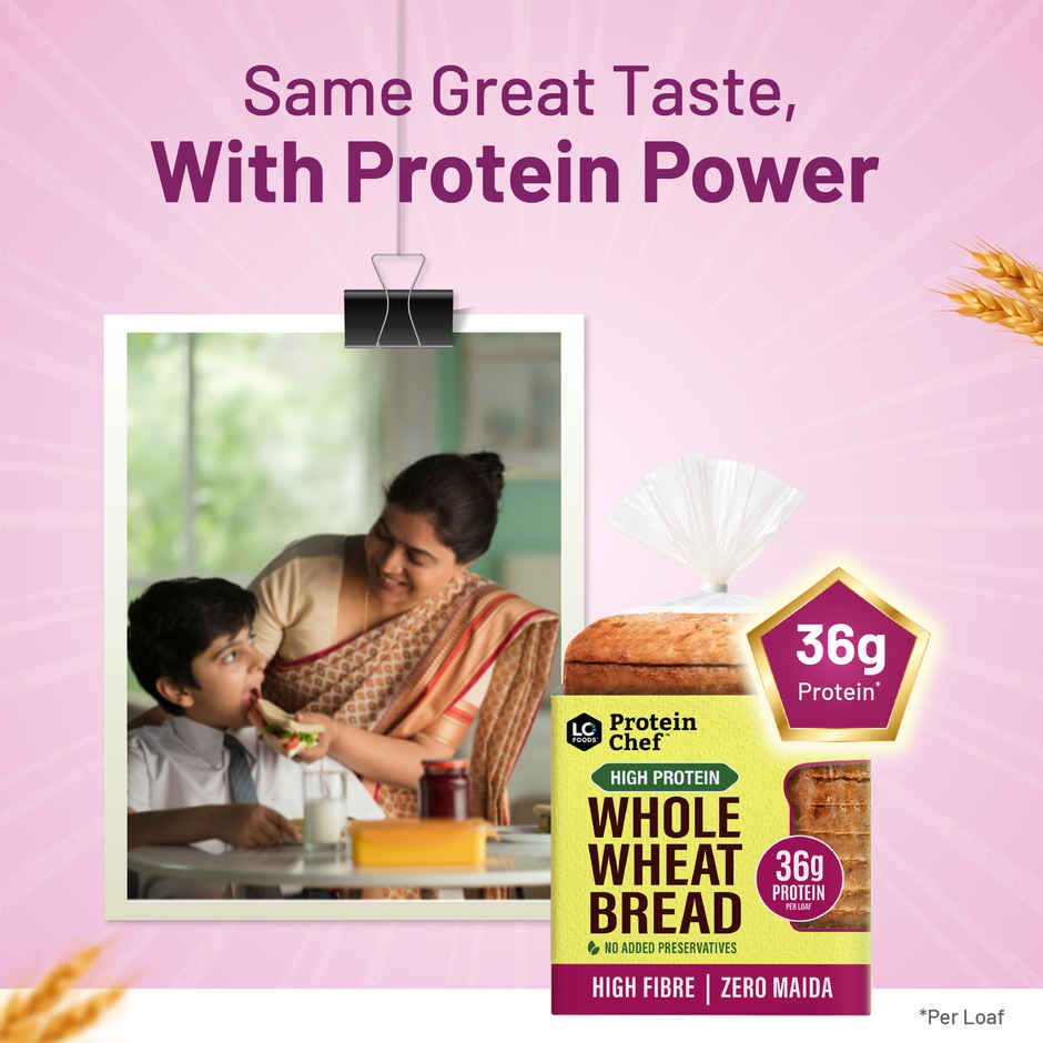 Protein Chef 38g Protein Whole Wheat Bread (No Maida Atta )