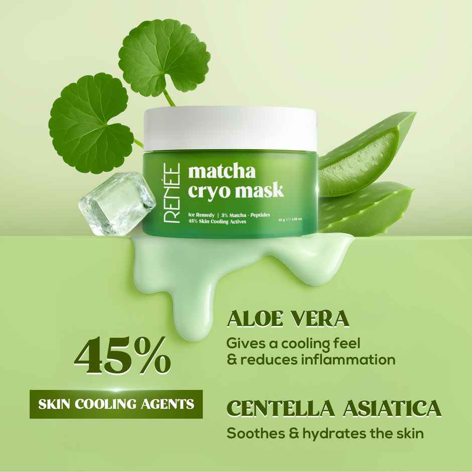 RENEE Matcha Cryo Face Cooling Mask | 45% Cooling Actives- Aloe Vera, Cica & Peptides