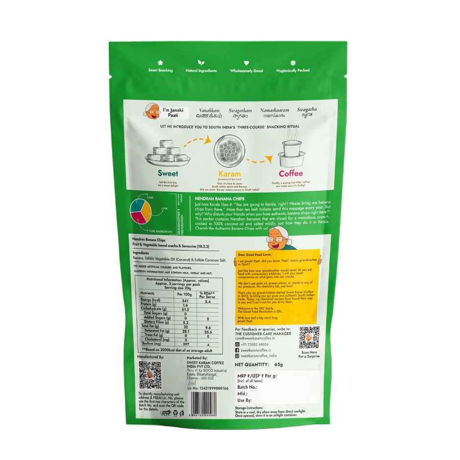 Sweet Karam Coffee Kerala Nendran Banana Chips | Pure Coconut Oil, No Preservatives