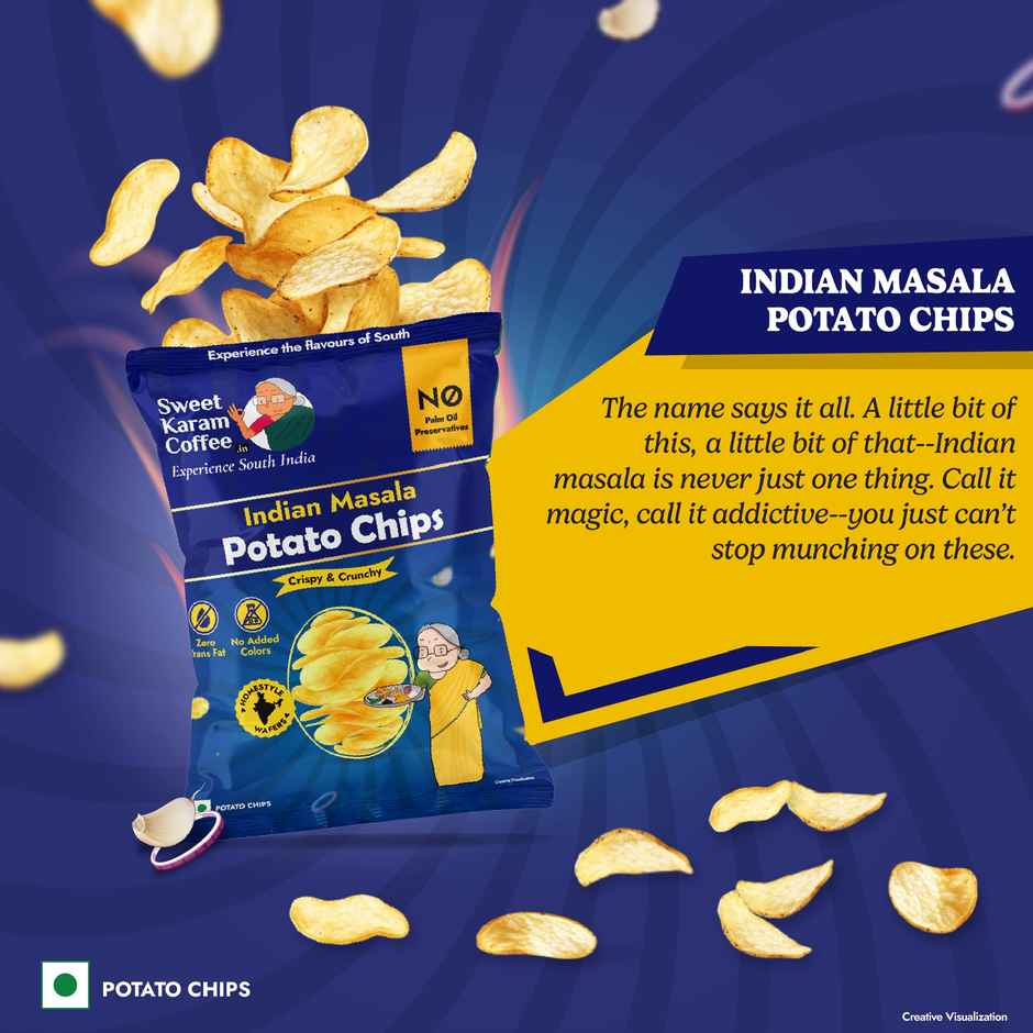 Sweet Karam Coffee Indian Masala Potato Chips - No Palm Oil Combo 