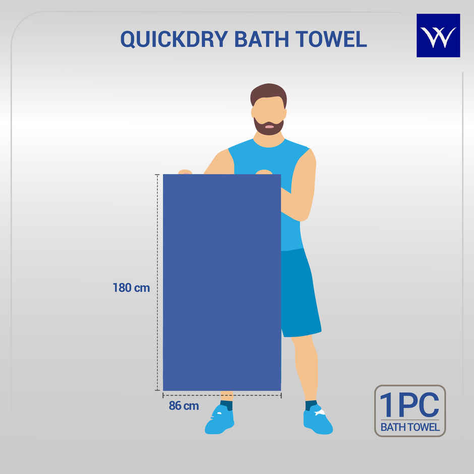 Welspun Large Quick Dry Cotton Lightweight Breathable Bath Towel | Dark Blue