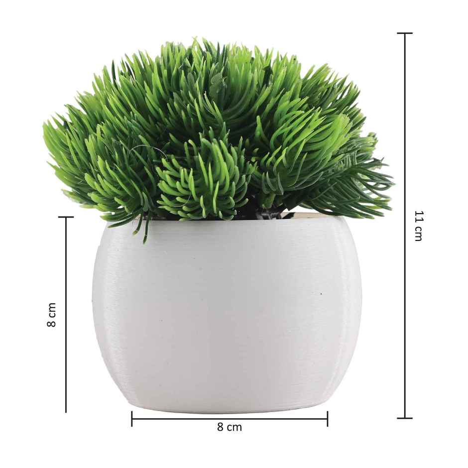 Kuber Industries 4 Pcs Set Plastic Mini Bonsai Artificial Plants with Pot | Puffy - White