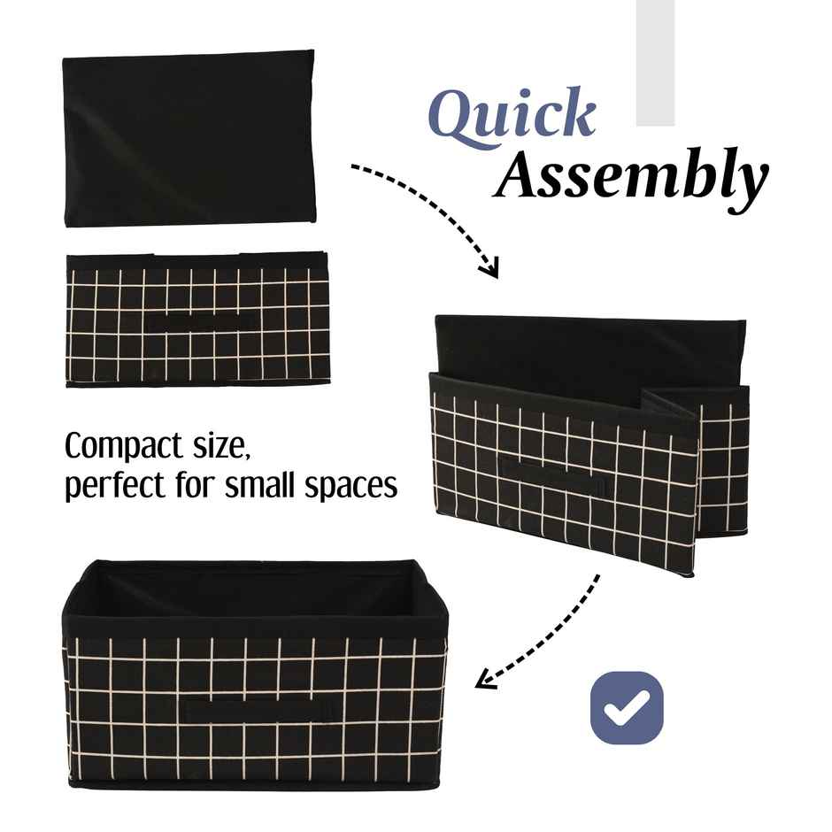 Kuber Foldable Cloth Organizer with Handle | Durable Storage Box | Black