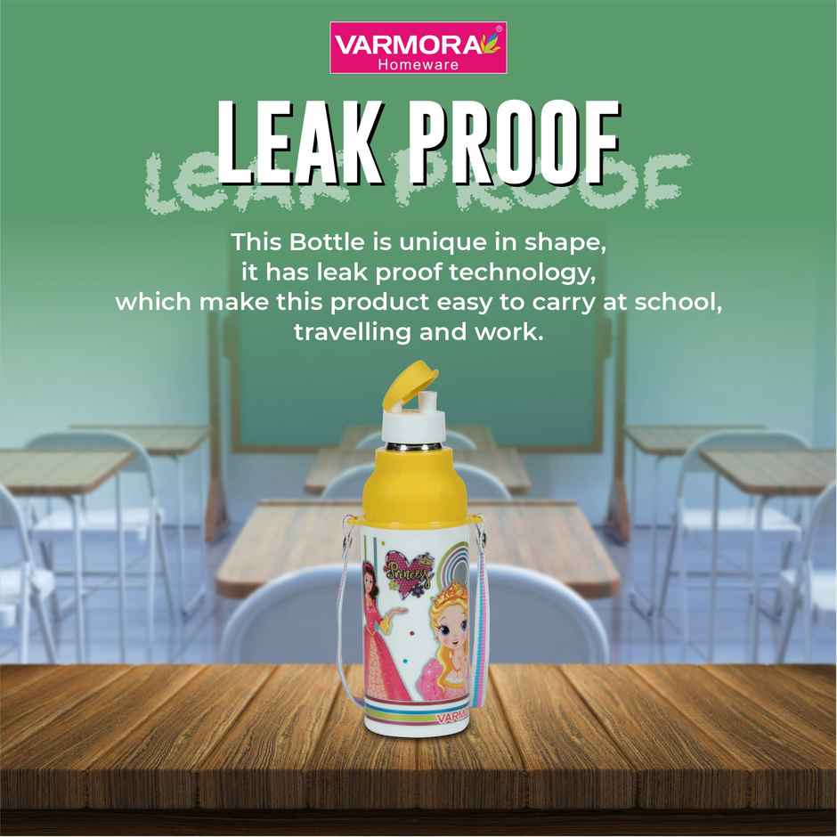 Varmora Sofia | Insulated Inner Steel | Yellow Assorted | Kids Water Bottle | Hot & Cold | 430 ml