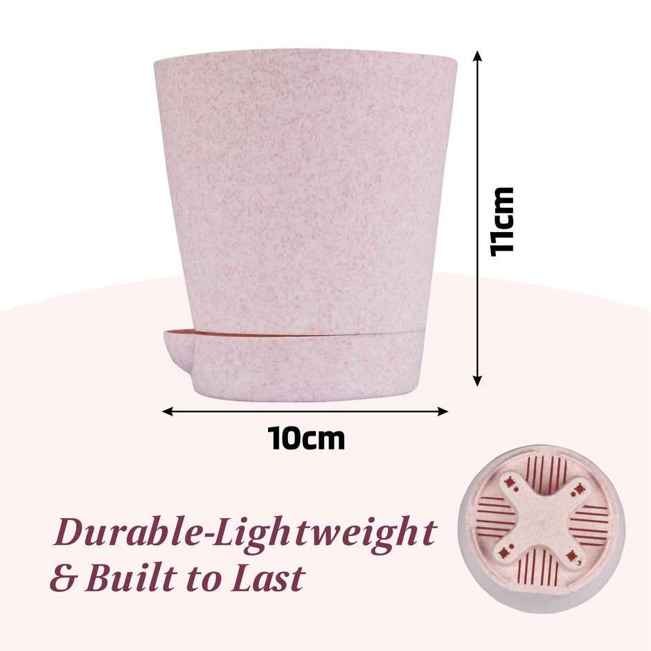 Kuber Self-Watering Flower Pots | Marble Design 4 Inch | Pink