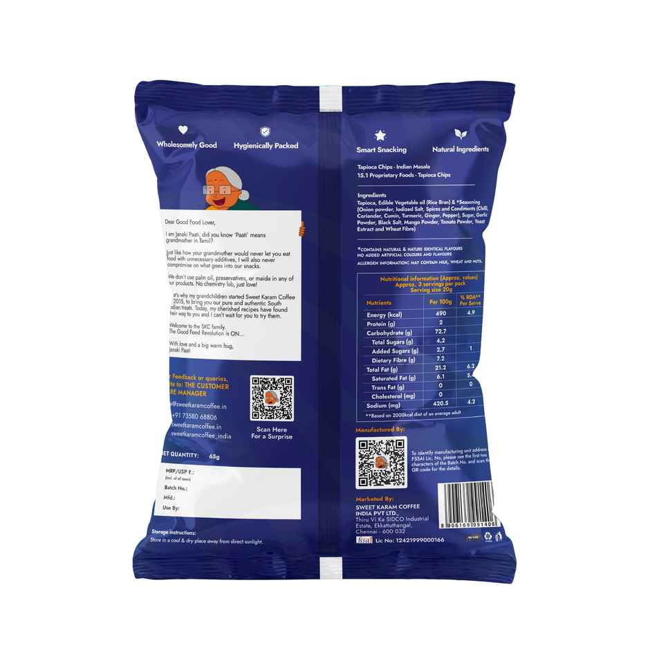 Sweet Karam Coffee Tapioca Chips 65.0 Gram(65gms) & Sweet Karam Coffee Indian Masala Tapioca Chips 65.0 Gram(65gms) Combo