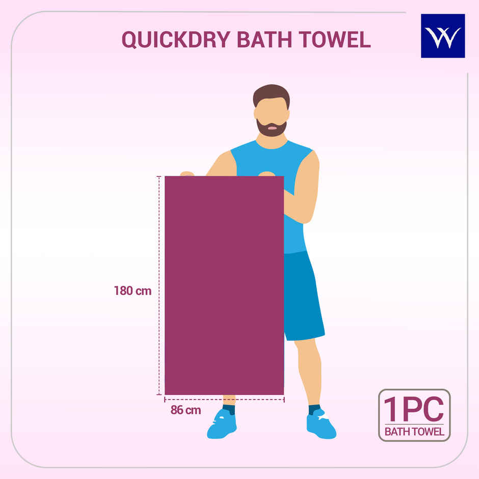Welspun Large Quick Dry Cotton Lightweight Breathable Bath Towel | Dark Pink