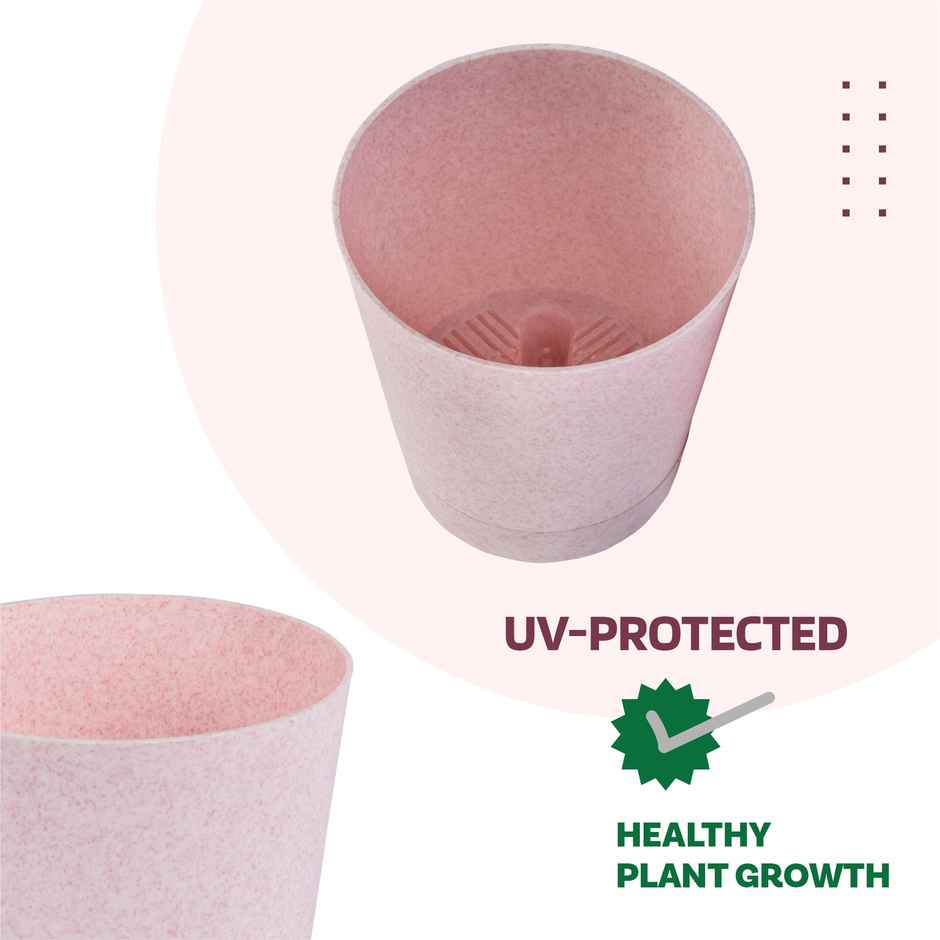 Kuber Self-Watering Flower Pots | Marble Design 4 Inch | Pink