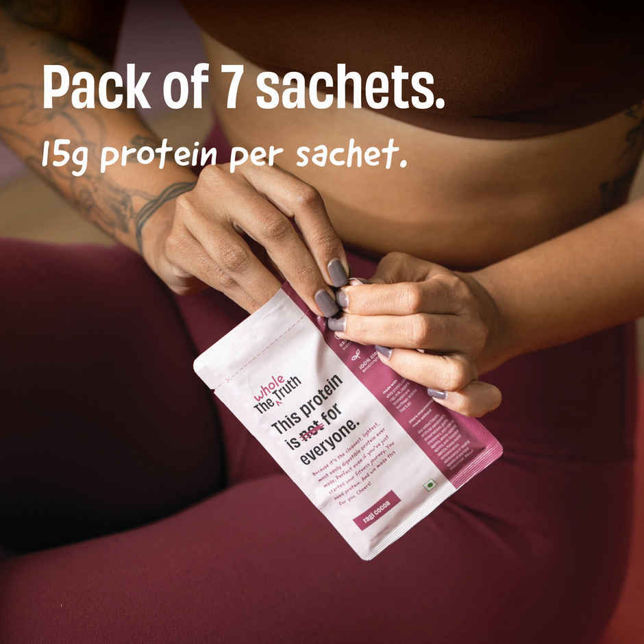 The Whole Truth Protein Powder Sampler Pack, Ragi Cocoa 15g Protein Per 7 Sachets Easy to Digest