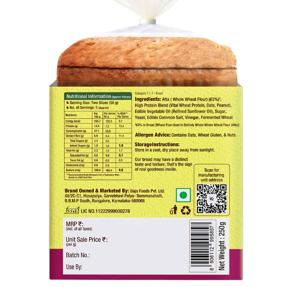 Protein Chef Whole Wheat Bread | High Protein | Zero Maida | Atta Bread