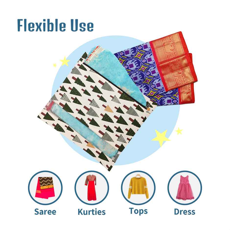 Kuber Industries 6 Pcs Mesh Cotton Single Saree Covers for Storage | Gifting | Tree - Green