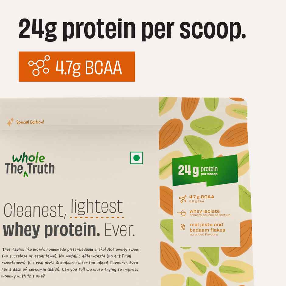 The Whole Truth Whey Protein Powder Pista Badaam Shake (24g Protein Per Scoop) Combo