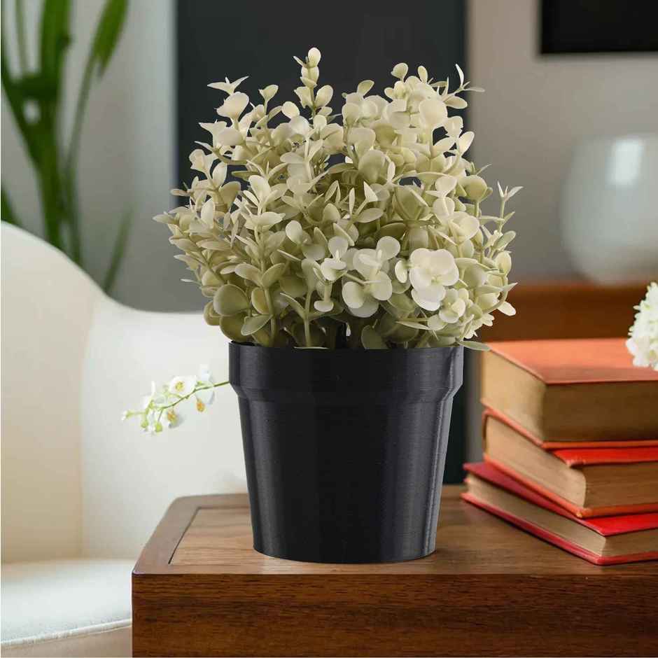 Kuber Industries Plastic Small Artificial Plants with Pot | Flower 80 - Black