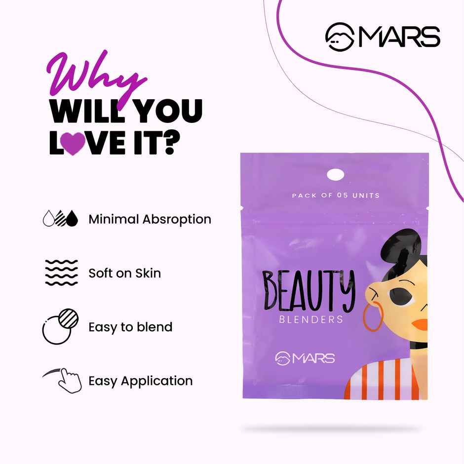 MARS Cosmetics Mini Beauty Blenders For Makeup | Pack Of 5