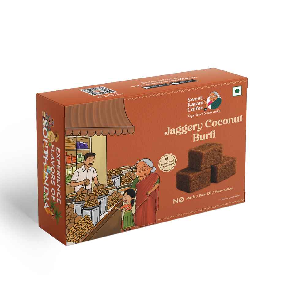 Sweet Karam Coffee Jaggery Coconut Burfi | No Preservatives