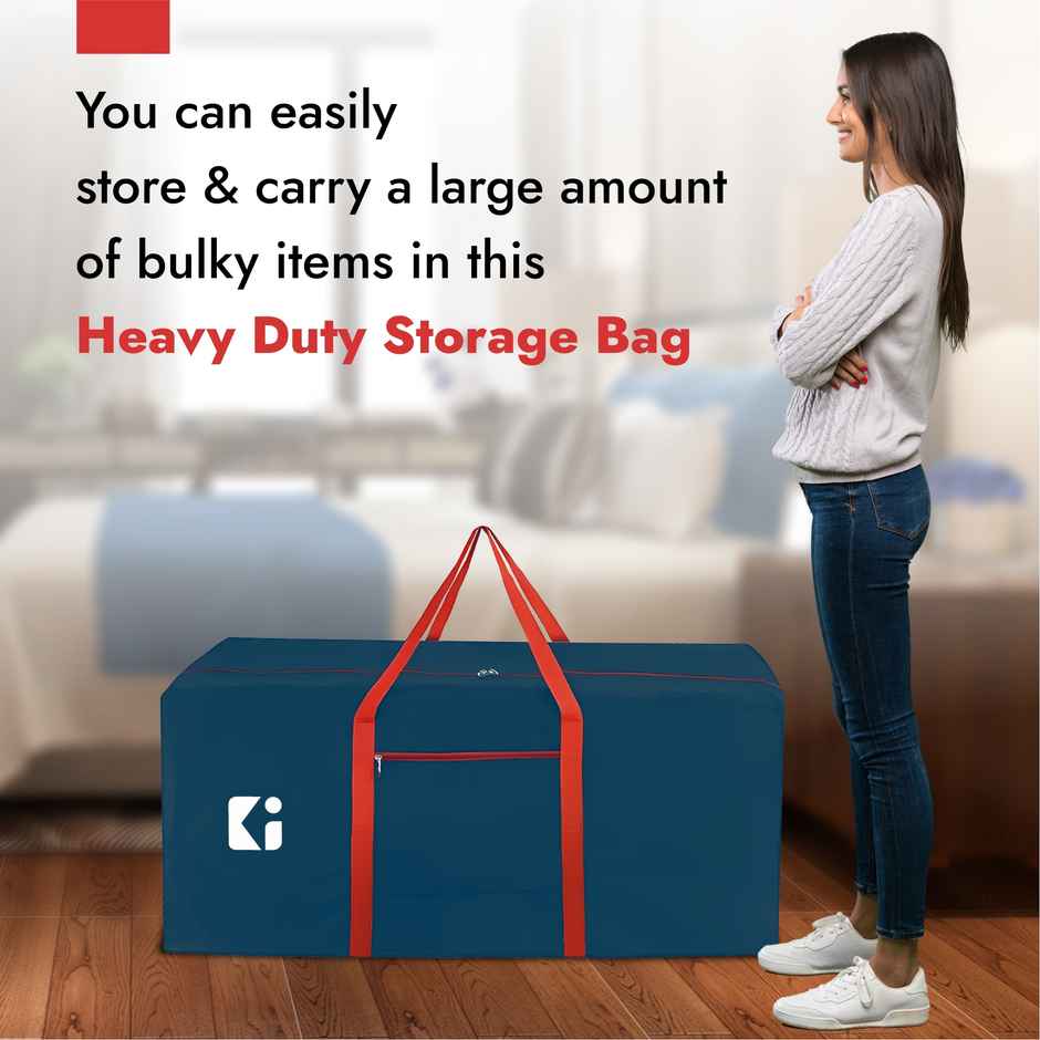 Kuber Industries 255L Nylon Multi-Purpose Extra Large Storage Bags,Jumbo Shifting Bags-Red & Blue