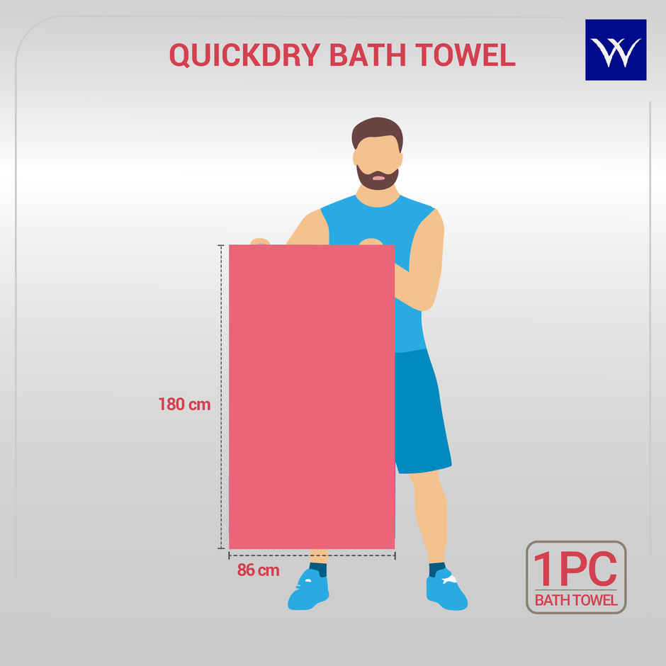 Welspun Large Quick Dry Cotton Lightweight Breathable Bath Towel | Coral