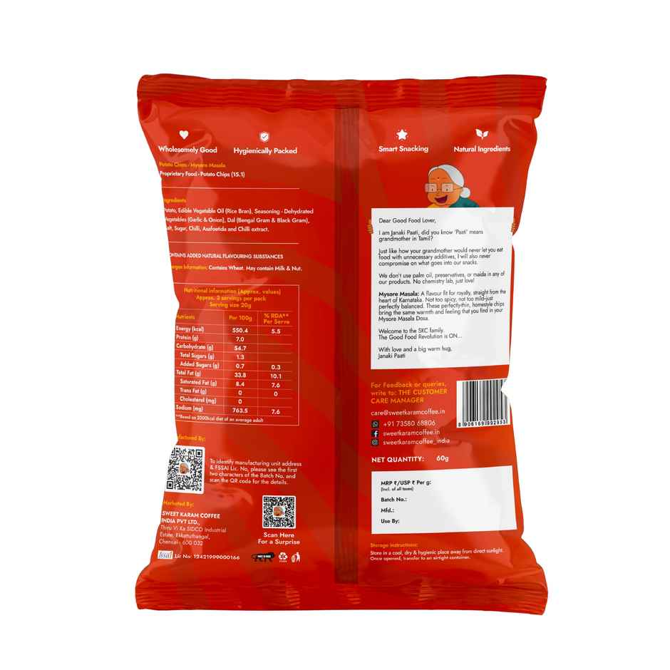 Sweet Karam Coffee Mysore Masala Potato Chips - No Palm Oil Combo 