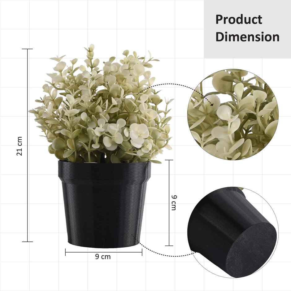 Kuber Industries Plastic Small Artificial Plants with Pot | Flower 80 - Black