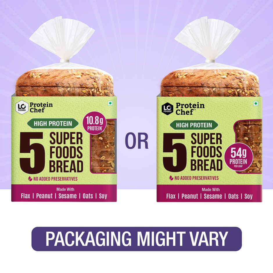 Protein Chef 5 Super Foods Multigrain Bread (54 g Protein / Zero Maida / Premium Brown Atta Bread)
