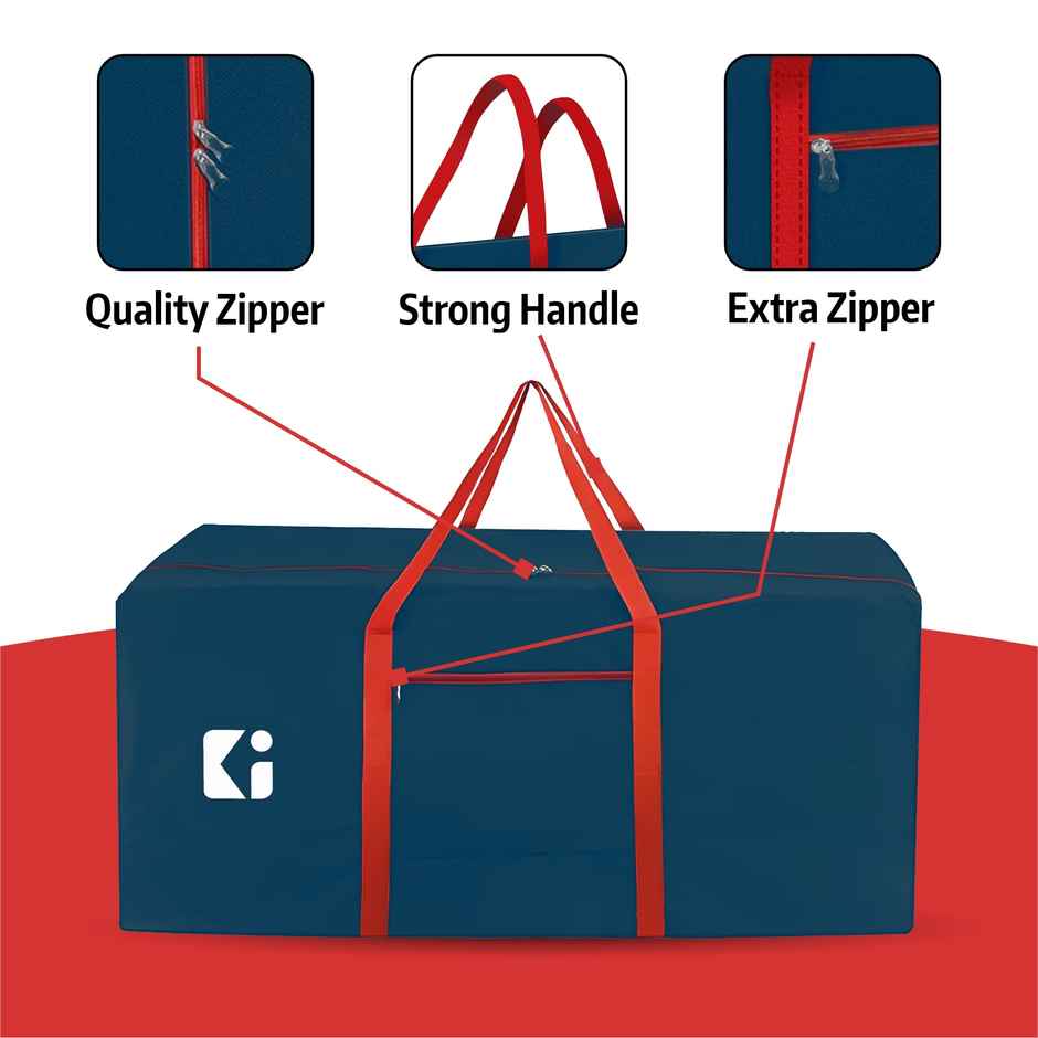Kuber Industries 255L Nylon Multi-Purpose Extra Large Storage Bags,Jumbo Shifting Bags-Red & Blue