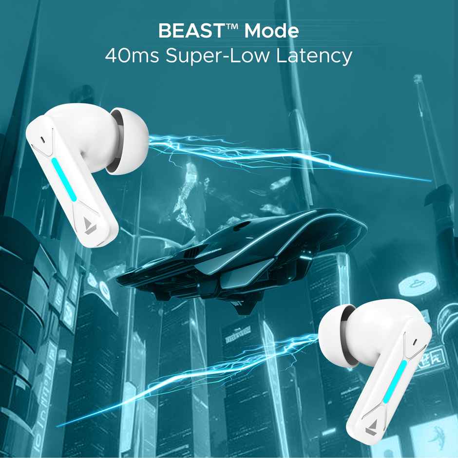boAt Immortal Airspeed Pro TWS Earbuds w/ 32dB ANC,40H Playback & 4 Mics with ENx (White Sabre)