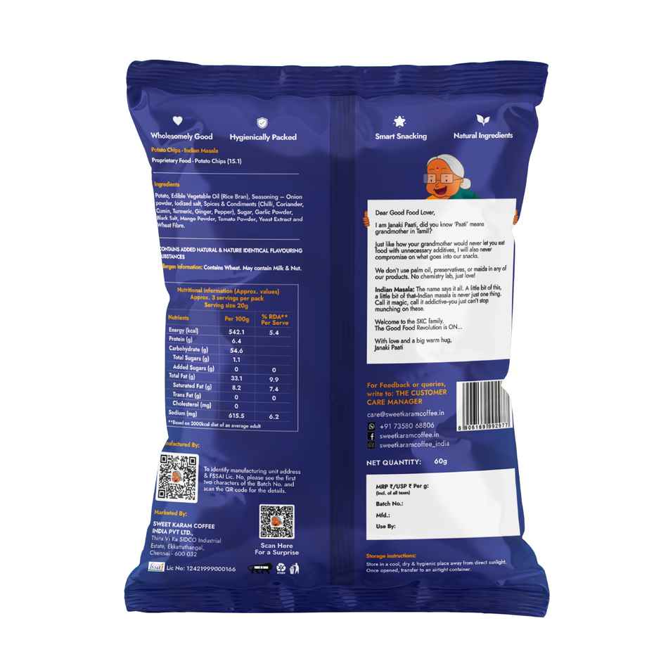 Sweet Karam Coffee Indian Masala Potato Chips - No Palm Oil Combo 