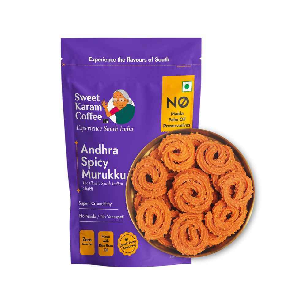 Sweet Karam Coffee Andhra Spicy Murukku Crisps (Chakli) - Namkeen Snacks