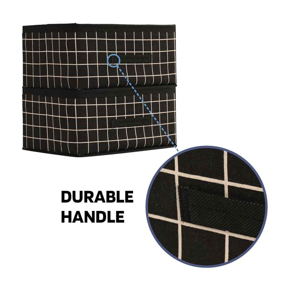 Kuber Foldable Cloth Organizer with Handle | Durable Storage Box | Black