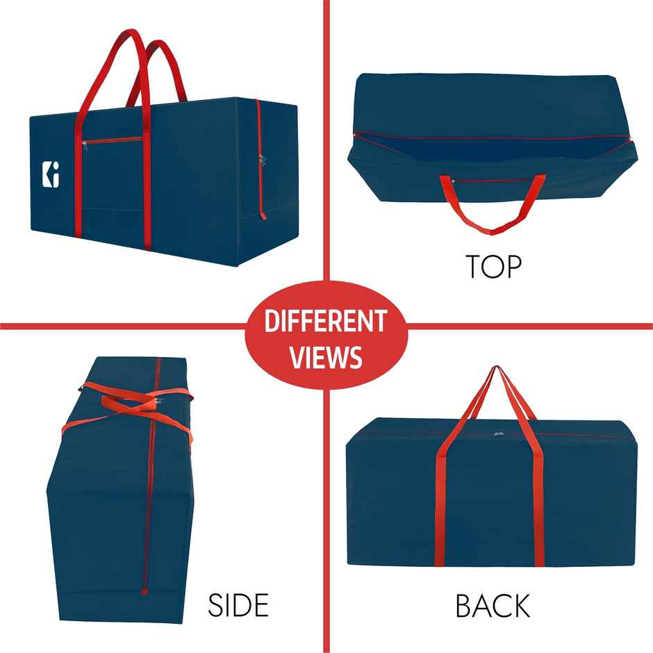 Kuber Industries 255L Nylon Multi-Purpose Extra Large Storage Bags,Jumbo Shifting Bags-Red & Blue