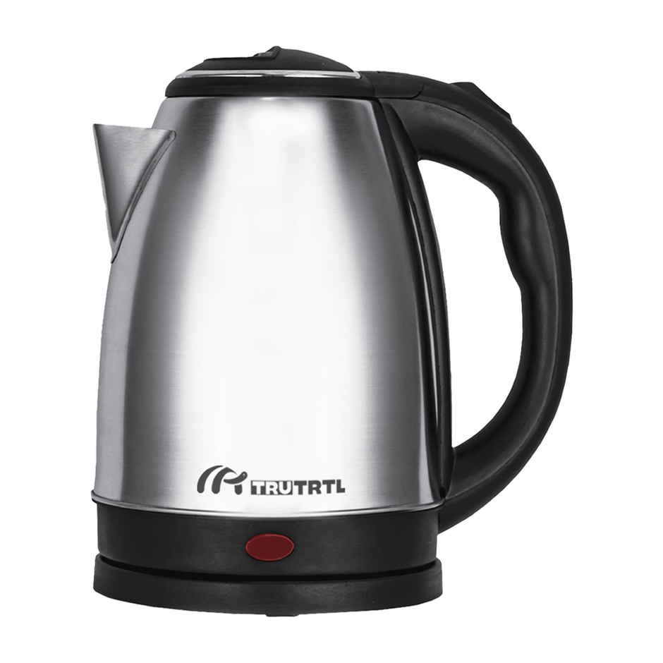 truTRTL 1500W Sizzle Electric Kettle for Boiling & Hot Water, 1.5 Litre, Inner Lid Stainless Steel, 0.26mm thick SS body, Auto cut off - Silver & Black