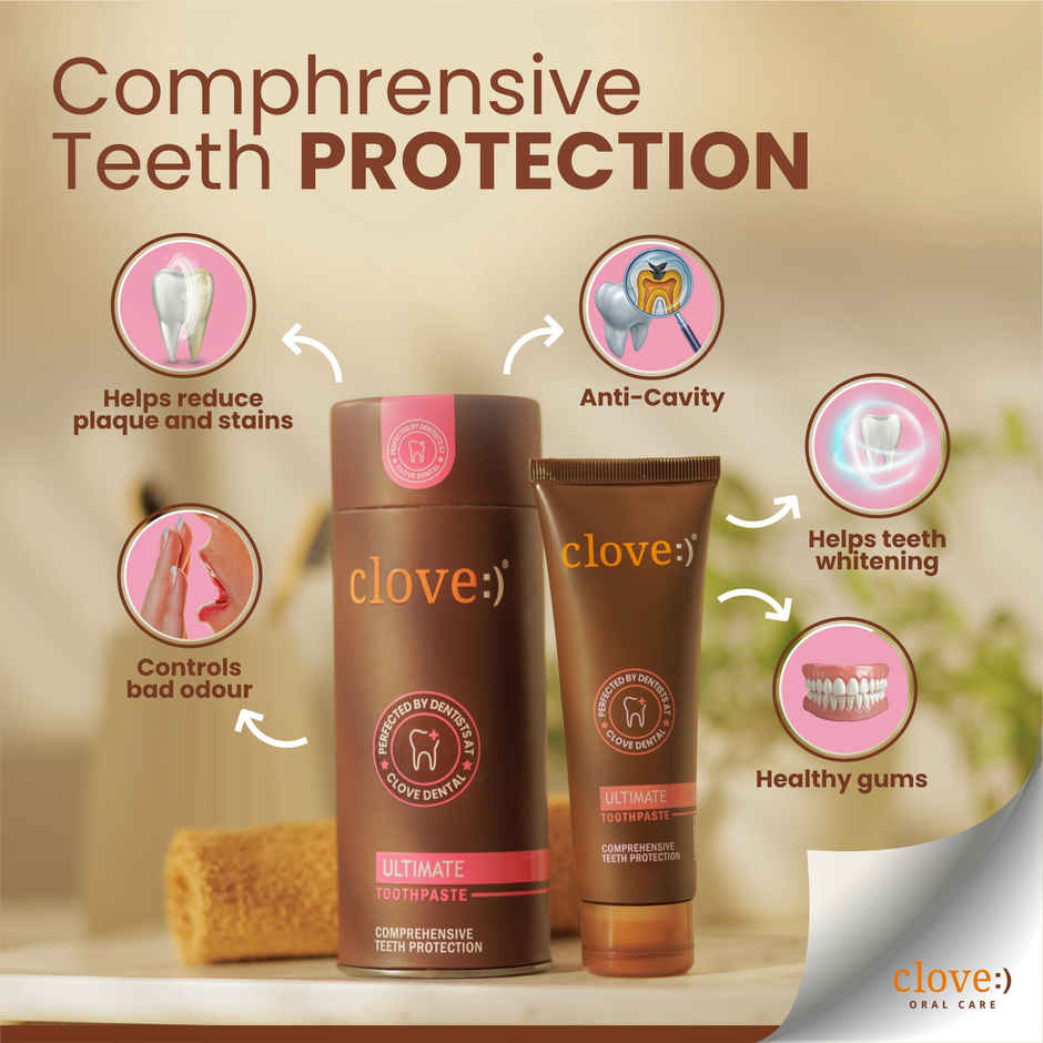Clove Oral Care Ultimate Toothpaste | Active Freshness | Cavity Prevention | Teeth Whitening