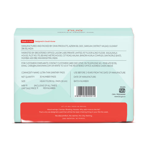 Nua Complete Comfort Sanitary Pads for Heavy Flow| 30 XL+