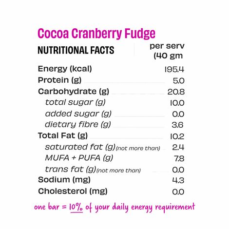 The Whole Truth Choco Cranberry Fudge Energy bar