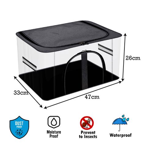 Kuber Industries PVC Transparent Cloth Storage Bag With Handle|Khadi U Zip|Dark Grey